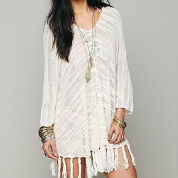 Free People Hooded Fringe Poncho XS/S - Picture 5 of 11